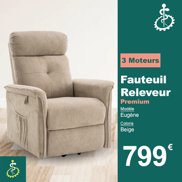 Fauteuil Releveur Premium - 3 Moteurs - Beige - Modèle Eugène - Tranquille Émile