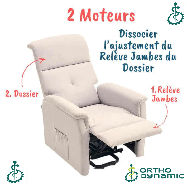Fauteuil Releveur Éco - 2 Moteurs - Gris Clair - Modèle Marcel - Tranquille Émile