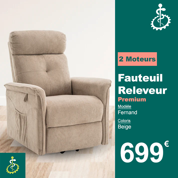 Fauteuil Releveur Premium - 2 Moteurs - Gris Clair - Modèle Fernand - Tranquille Émile