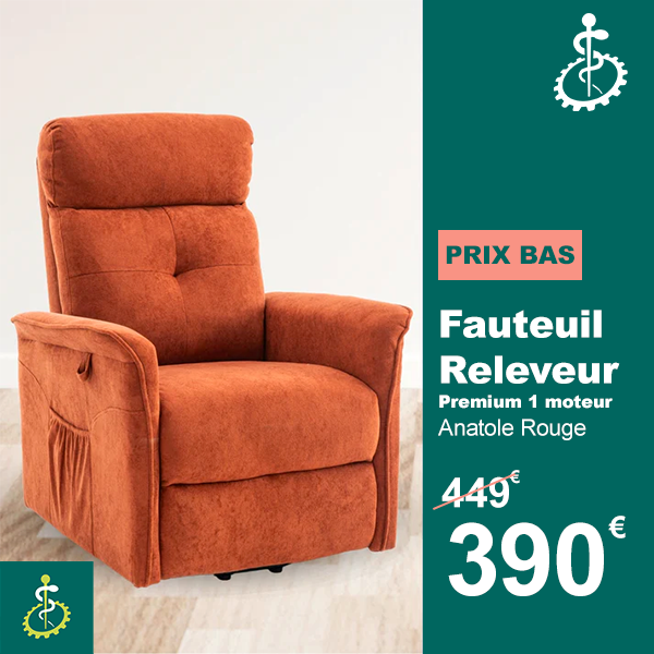 Fauteuil Releveur Premium - 1 Moteur - Rouge - Modèle Anatole - Tranquille Émile