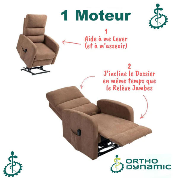 Fauteuil Releveur Premium - 1 Moteur - Gris Clair - Modèle Robert - Tranquille Émile