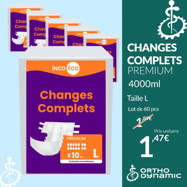 Changes Complets Premium - Ultra Absorbants - Prix Discount - 4000 ml - Taille L - IncoEco