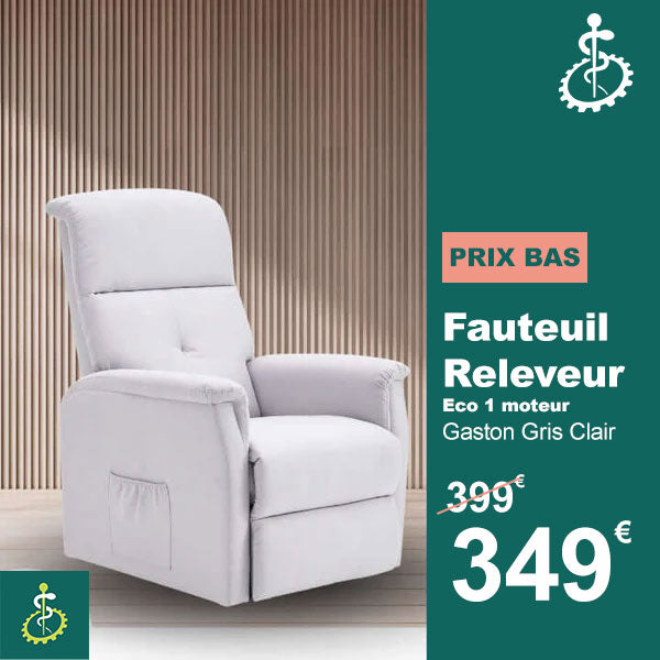 Fauteuil Releveur Éco - 1 Moteur - Gris Clair - Modèle Gaston - Tranquille Émile