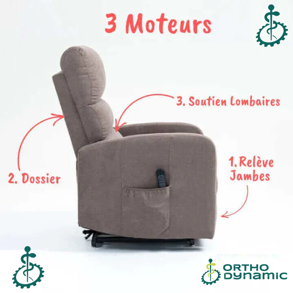 Fauteuil Releveur Premium - 3 Moteurs - Gris Souris - Modèle Arthur - Tranquille Émile