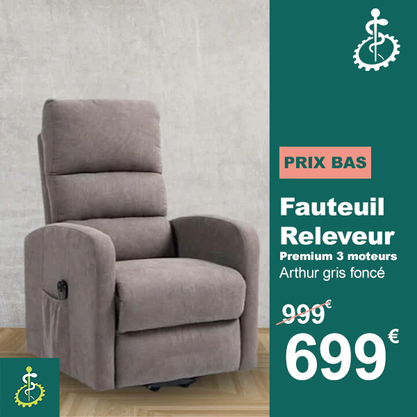 Fauteuil Releveur Premium - 3 Moteurs - Gris Souris - Modèle Arthur - Tranquille Émile