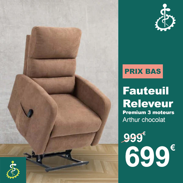 Fauteuil Releveur Premium - 3 Moteurs - Chocolat - Modèle Arthur - Tranquille Émile