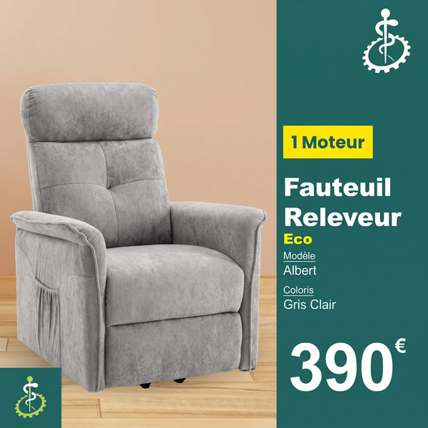 Fauteuil releveur Eco 1 Moteur Modèle Albert Gris Foncé